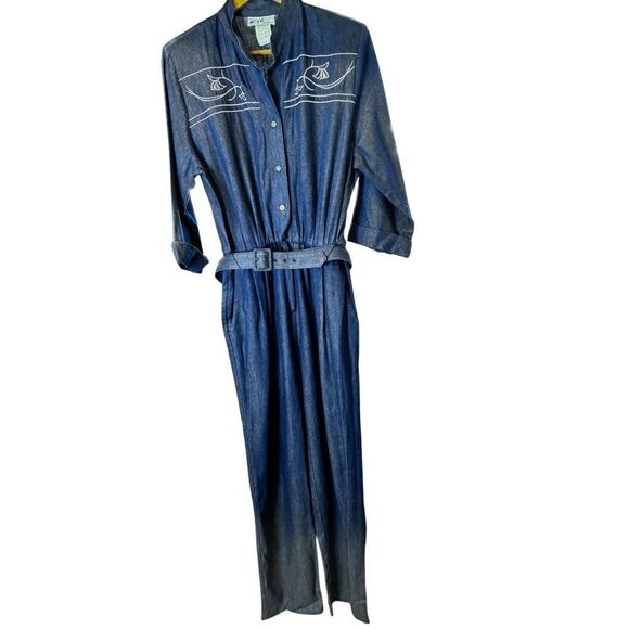 vintage Denim western 80’s  Jumpsuit WILLI of CALIFORNIA Woman One Piece Overall - Picture 3 of 7